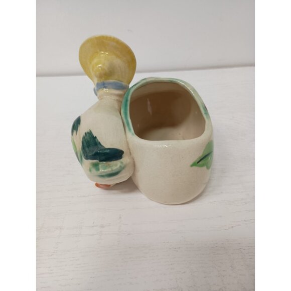 Vintage Japan Pottery Duck and Dutch Shoe Porcelain Floral Planter Flower Pot - Picture 3 of 10